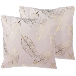 Zestaw 2 poduszek dekoracyjnych FREESIA Welur 45 x 45 cm Różowy Wzór roślinny Lumarko!