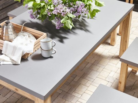 Zestaw ogrodowy z ławkami i stołkami dla 8 osób OSTUNI Beton Szary