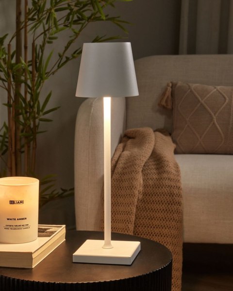 Bezprzewodowa lampa stołowa LED BACEIRO Ze ściemniaczem Metal Biały