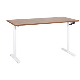 Biurko regulowane manualnie 160 x 72 cm ciemne drewno z białym DESTINAS Lumarko!