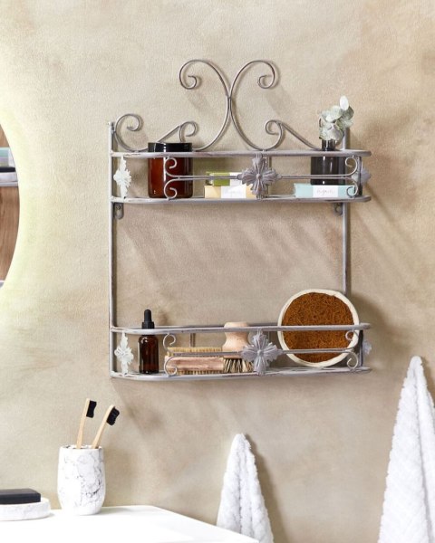 Metalowa półka łazienkowa wisząca szara MARAYES