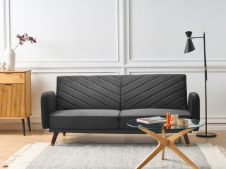 Sofa rozkładana welurowa czarna SENJA