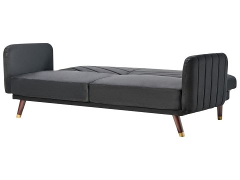 Sofa rozkładana welurowa czarna SENJA