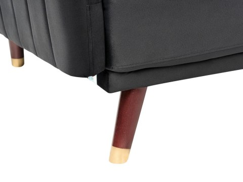 Sofa rozkładana welurowa czarna SENJA