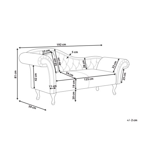 Szezlong welurowy lewostronny zielony LATTES II