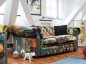 Sofa 3-osobowa patchworkowa zielono-żółta CHESTERFIELD Lumarko!