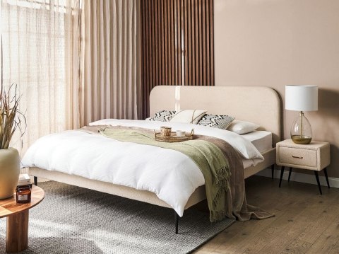 Łóżko Boucle FLAYAT 180 x 200 cm Jasnobeżowy