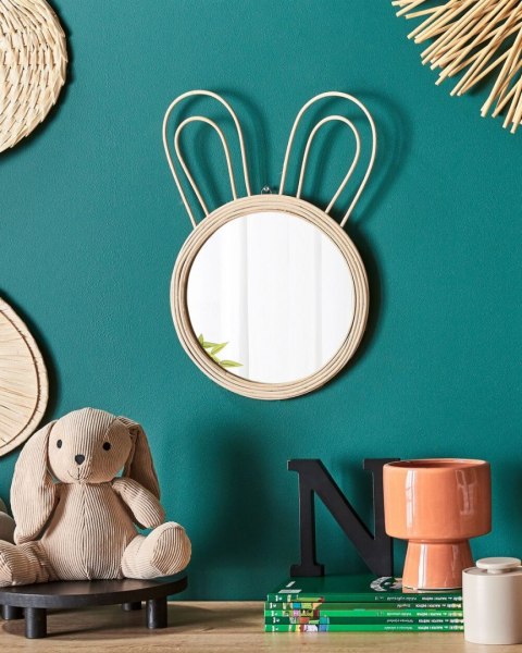 Lustro ścienne GOLONG 26 cm 45 cm Rattan Naturalny