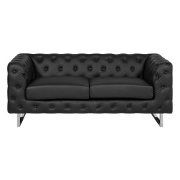 Sofa 2-osobowa ekoskóra czarna VISSLAND Lumarko!