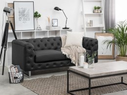 Sofa 2-osobowa ekoskóra czarna VISSLAND Lumarko!