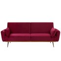 Sofa rozkładana welurowa burgundowa EINA Lumarko!