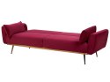 Sofa rozkładana welurowa burgundowa EINA Lumarko!