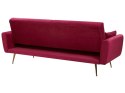 Sofa rozkładana welurowa burgundowa EINA Lumarko!