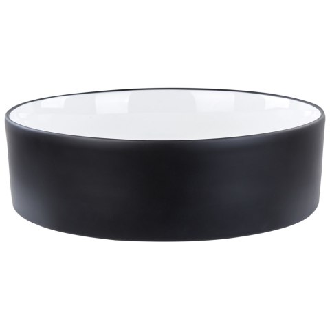 Umywalka nablatowa ceramiczna ⌀ 40 cm biała z czarnym TEBAR
