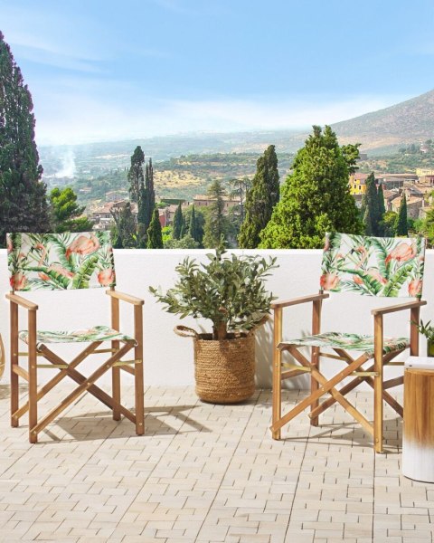 Zestaw 2 krzeseł ogrodowych CINE Drewno akacjowe Różowy