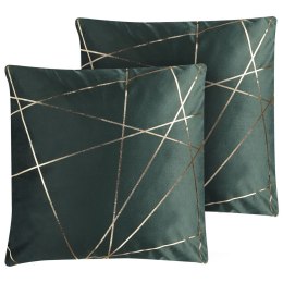 Zestaw 2 poduszek dekoracyjnych PINUS Welur 45 x 45 cm Ciemnozielony Wzór geometryczny Lumarko!