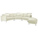Sofa półokrągła 7-osobowa skórzana modułowa beżowa ROTUNDE Lumarko!