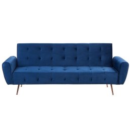 Sofa rozkładana welurowa ciemnoniebieska SELNES Lumarko!