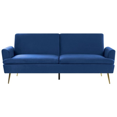 Sofa rozkładana welurowa niebieska VETTRE