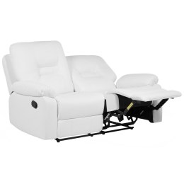 Sofa z manualną funkcją relaksu 2-osobowa ekoskóra biała BERGEN Lumarko!