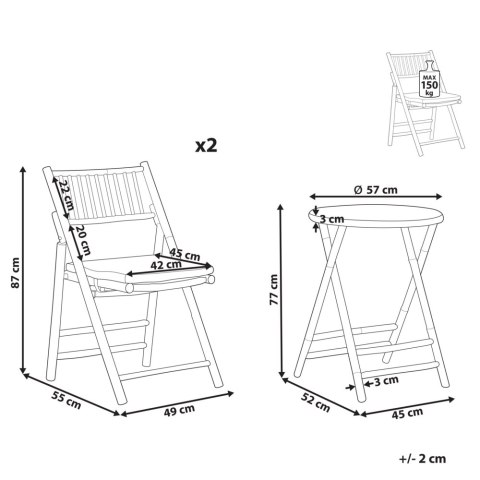 Zestaw mebli balkonowych Składane SAVELLETRI Drewno Brązowy