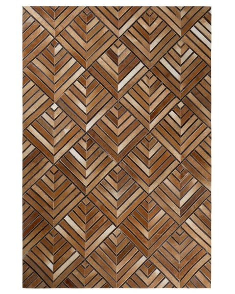Dywan patchwork skórzany 160 x 230 cm brązowy TEKIR