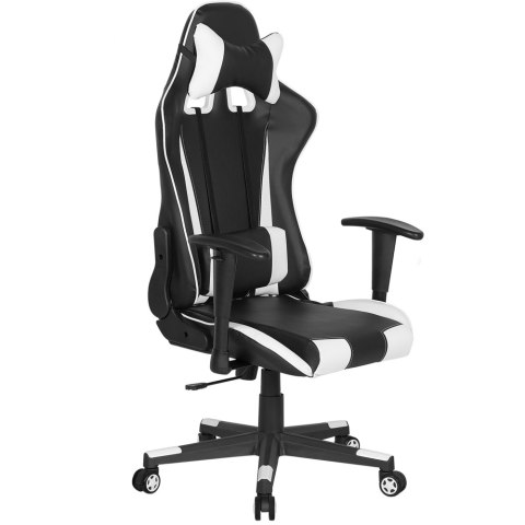 Krzesło biurowe regulowane ekoskóra czarno-białe GAMER Lumarko!