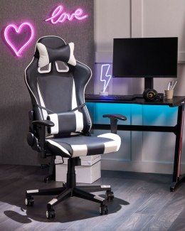Krzesło biurowe regulowane ekoskóra czarno-białe GAMER Lumarko!