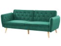 Sofa rozkładana welurowa ciemnozielona BARDU Lumarko!