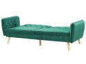 Sofa rozkładana welurowa ciemnozielona BARDU Lumarko!