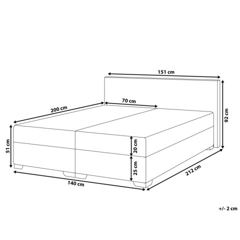 Łóżko kontynentalne Ekoskóra PRESIDENT 140 x 200 cm Biały