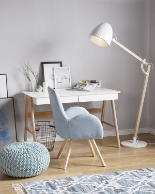 Lampa podłogowa HETTON Regulowana Drewno Biały