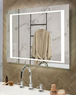 Lustro łazienkowe LED EYRE 80 cm 60 cm Srebrny Lumarko!