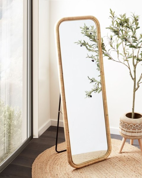 Lustro stojące MALANGE 150 cm Rattan Naturalny