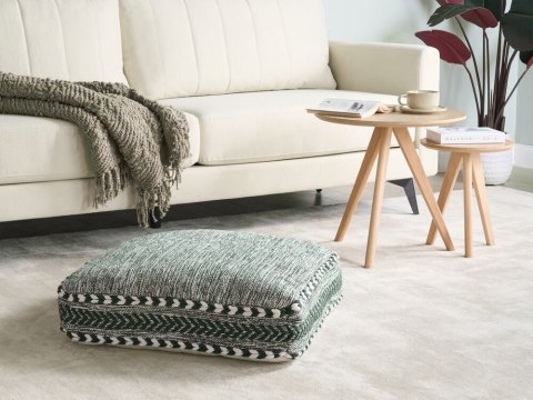 Poduszka podłogowa bawełniana 60 x 60 x 12 cm zielony z białym BIRCH