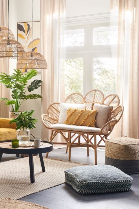 Poduszka podłogowa bawełniana 60 x 60 x 12 cm zielony z białym BIRCH