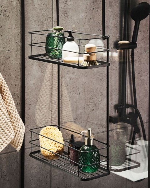 Półka wisząca łazienkowa metalowa czarna TAYASU