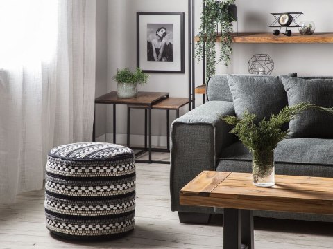 Puf ⌀ 41 cm czarno-biały GUNTUR