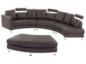 Sofa półokrągła 7-osobowa skórzana modułowa brązowa ROTUNDE Lumarko!