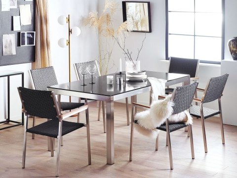 Stół ogrodowy granitowy 180 x 90 cm czarny GROSSETO