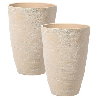 Zestaw 2 doniczek CAMIA Kamień 43 cm Beżowy