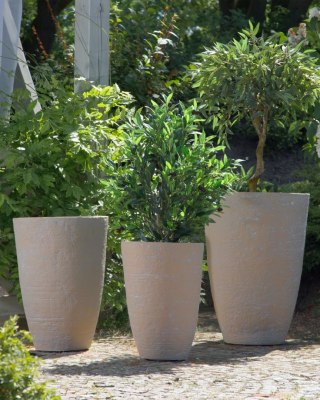 Zestaw 2 doniczek CAMIA Kamień 43 cm Beżowy