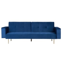 Sofa rozkładana welurowa niebieska VISNES Lumarko!