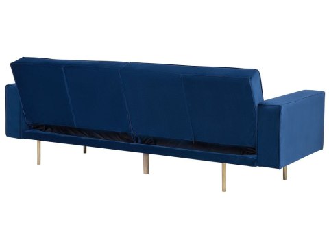 Sofa rozkładana welurowa niebieska VISNES