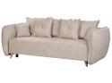 Sofa rozkładana welurowa z pojemnikiem kremowa VALLANES Lumarko!