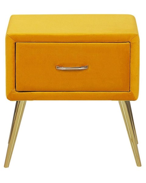 Szafka nocna 1 szuflada FLAYAT Welur Musztardowy