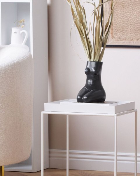 Wazon na kwiaty PYRGOS Ceramika 22 cm Czarny