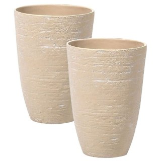 Zestaw 2 doniczek CAMIA Kamień 35 cm Beżowy