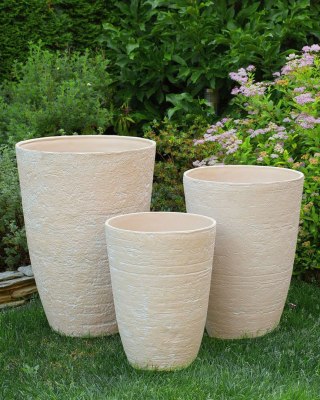 Zestaw 2 doniczek CAMIA Kamień 35 cm Beżowy