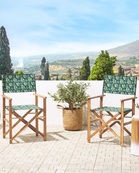 Zestaw 2 krzeseł ogrodowych CINE Drewno akacjowe Ciemnozielony